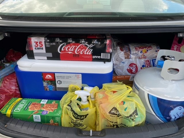 Our account manager, Dawn, brings necessary supplies from Florida to Louisiana.